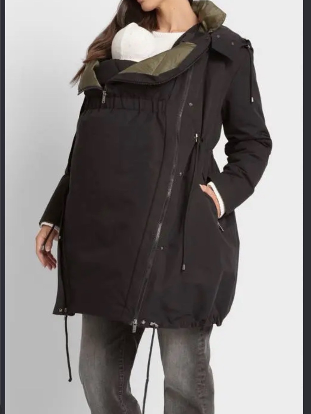 NWT Seraphine Maternity & Babywear 4-in-1 Convertible Parka Puffer Jacket Green